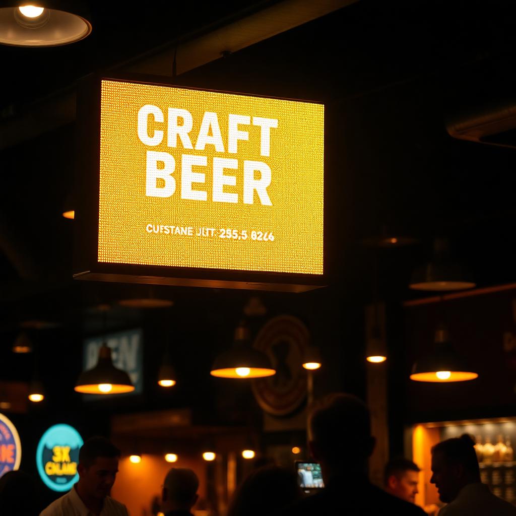 On-premise bar digital screen running a ready-to-drink brand creative