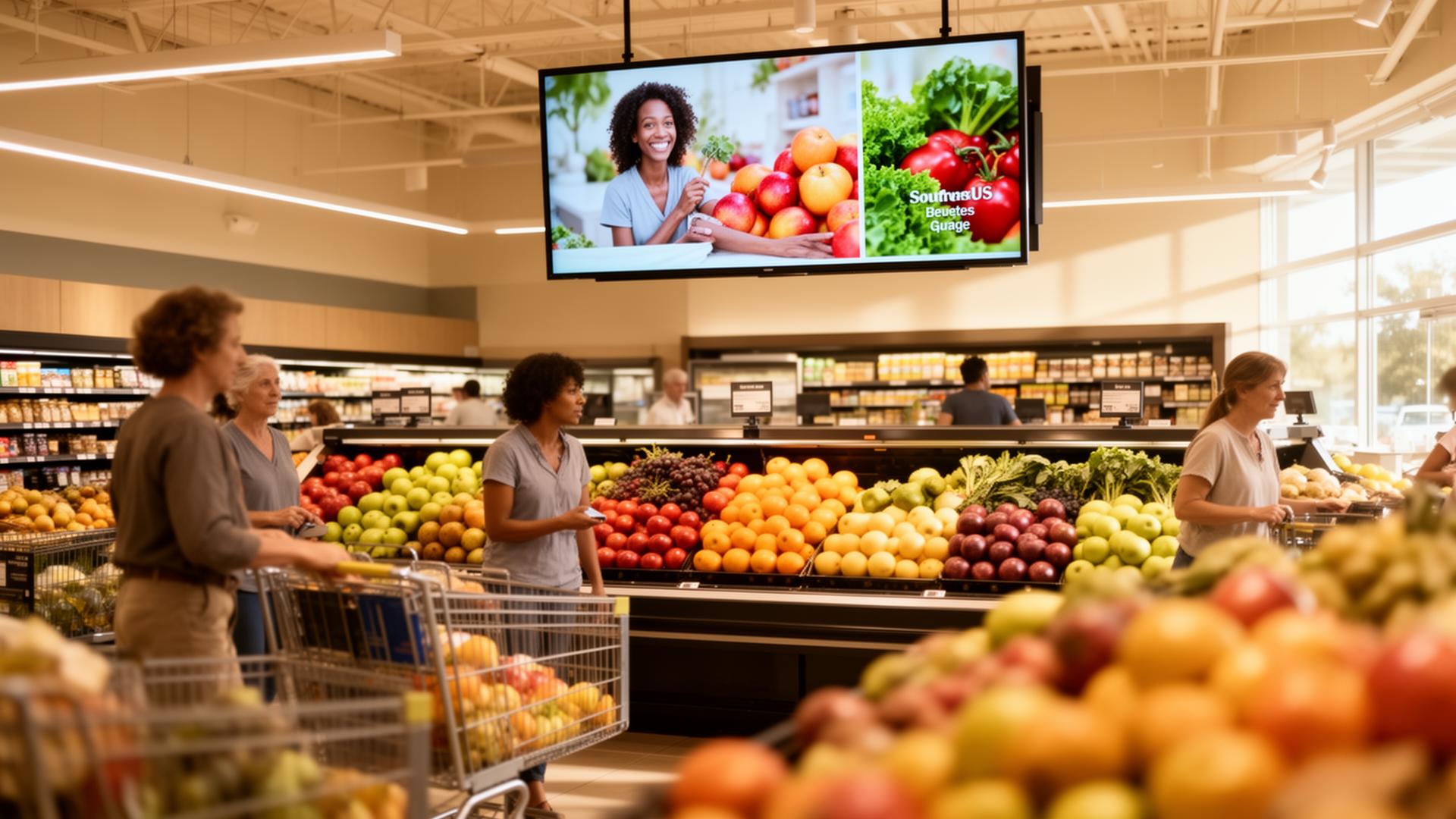 Publix in-aisle digital endcap reaching the shopper three feet from the SKU