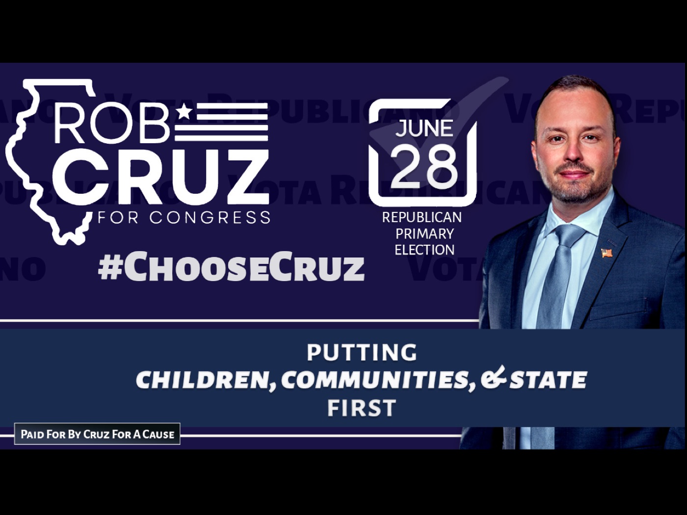Digital out-of-home political ad creative for Rob Cruz for Congress, a Republican primary candidate.